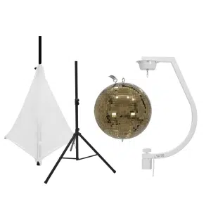 EUROLITE Set Mirror ball 30cm gold with stand and tripod cover white